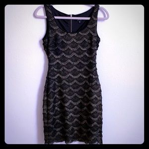 Guess gold fringe scalloped dress